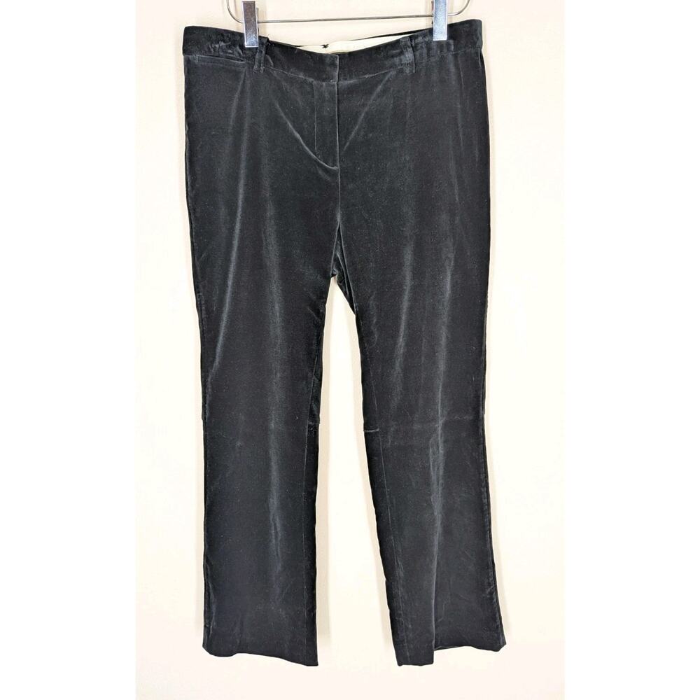 Theory Velvet Velour Black Mid Rise Straight Leg Pants Trousers Women's Size 8